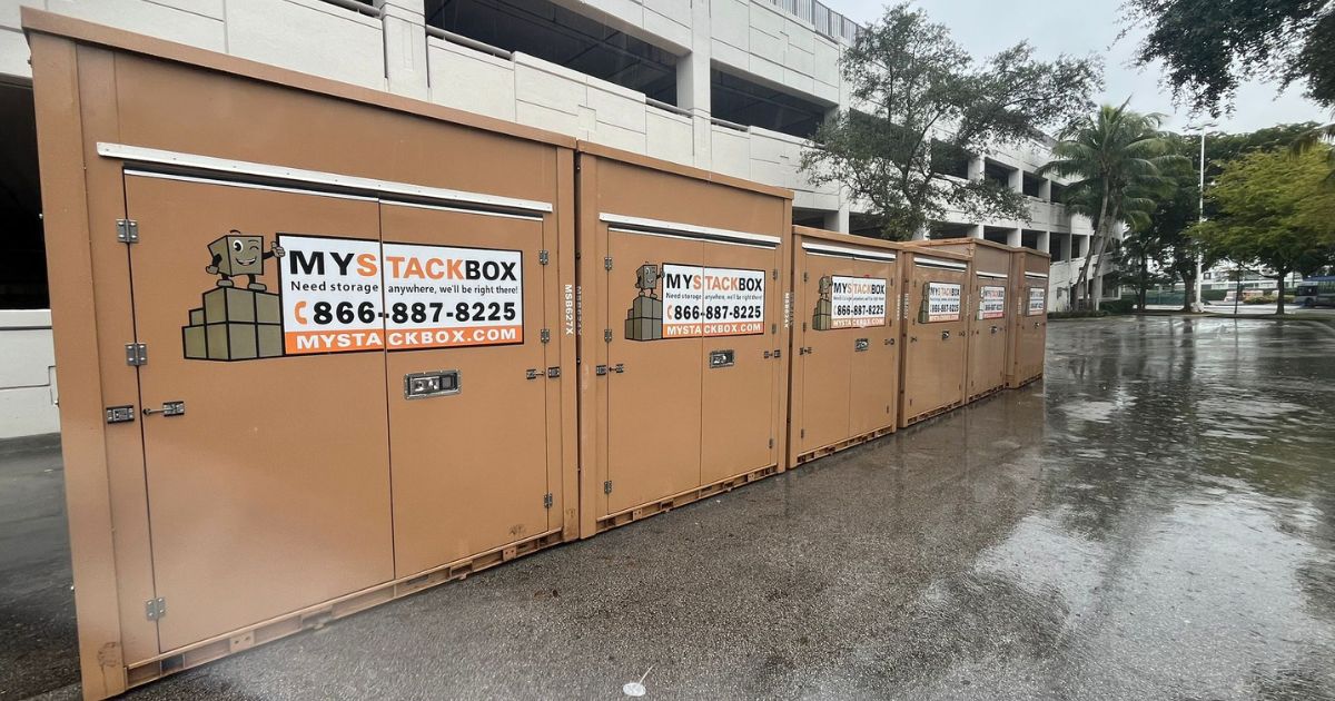 My Stack box pods in the rain