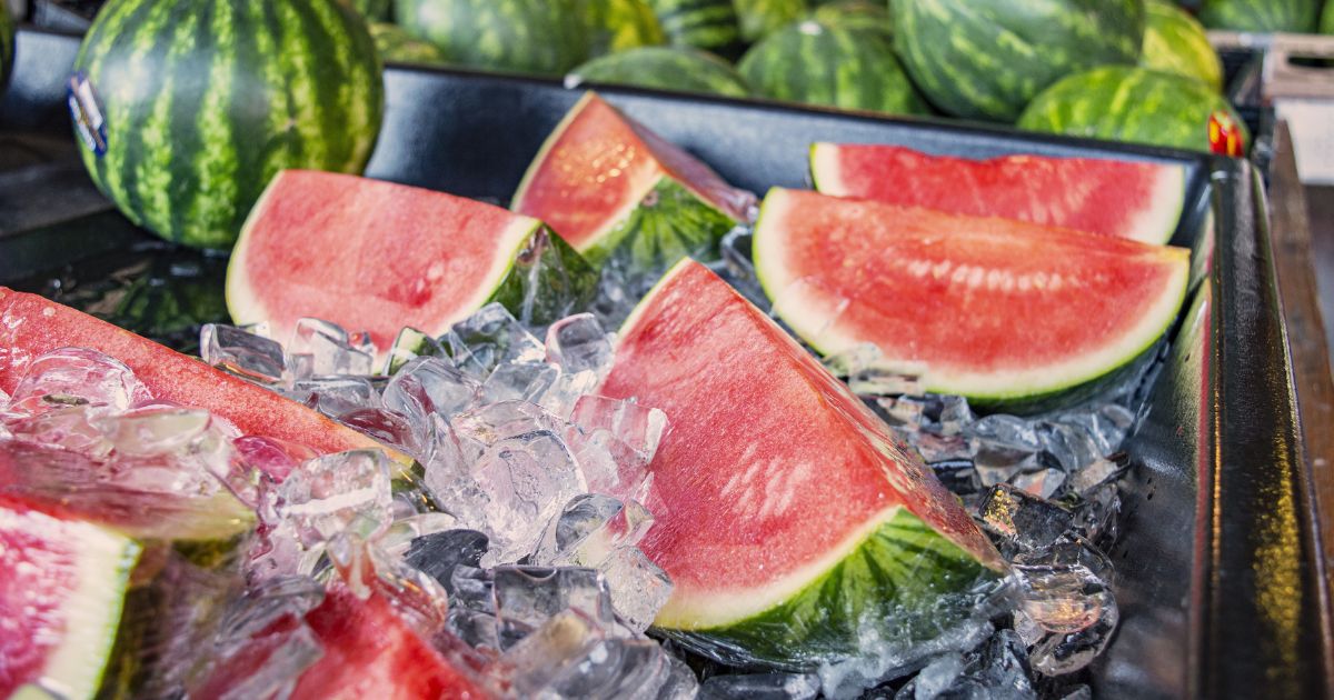 Watermelon slices on ice