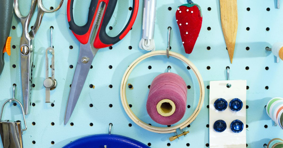 Sewing room pegboard